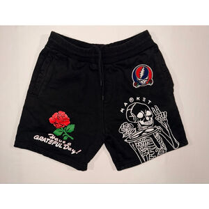 Grateful Dead x Market Shorts Medium Black Faded Vintage Wash Skull Have A Day
